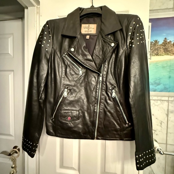 Wilsons Leather Black Studded Jacket - Picture 5 of 12